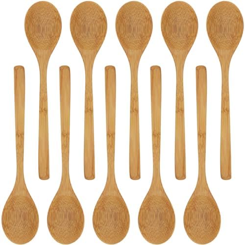 BambooMN 8" Reusable Bamboo Dinner Spoon - 10 Units by BambooMN