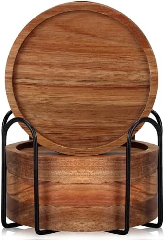 Wood Coasters Set of 4 Farmhouse Outdoor Coster for Drink Patio Table Decor - Image 2