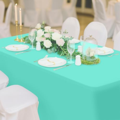 Smiry 2 Pack Spandex Table Cloth 8FT, Elastic Fitted Aqua Tablecloth - Image 6