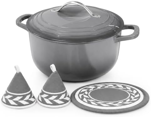 Winado 7.5 Qt Enameled Cast Iron Dutch Oven Pot with Lid, Black‑Gray Ombre by Winado