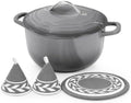 Winado 7.5 Qt Enameled Cast Iron Dutch Oven Pot with Lid, Black‑Gray Ombre by Winado