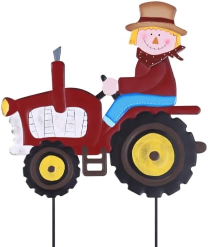 YEAHOME Fall Decorations Outdoor, Metal Scarecrow Tractor Decorative Garden Stakes for Fall Decor, Scarecrow Yard Signs for Home Outside Garden Lawn Porch Farm Thanksgiving Decorations Outdoor by YEAHOME