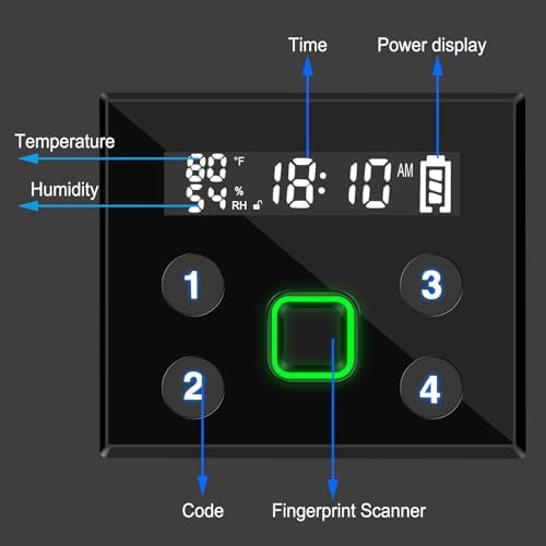 Biometric Slider Handgun Gun Safe with LCD Screen of Time Temp Humidity - Image 2