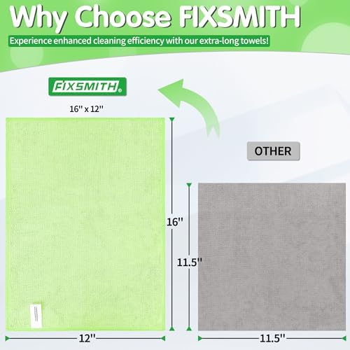 FIXSMITH Sage Green Microfiber Cleaning Cloth -Pack of 8, Highly Absorbent Cleaning Rags, 16"X12" All Purpose Cleaning Towels for Housekeeping, Kitchen, Car, Lint Free and Reusable Microfiber Towels - Image 3