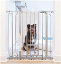 Carlson 36" Extra Tall Walk Through Dog Gate for Doorways & Bottom of Stairs, Metal Pet Gate with Small Pet Door, Expands 29”–36.5”, Platinum Gray by Carlson%C2%AEPetProducts