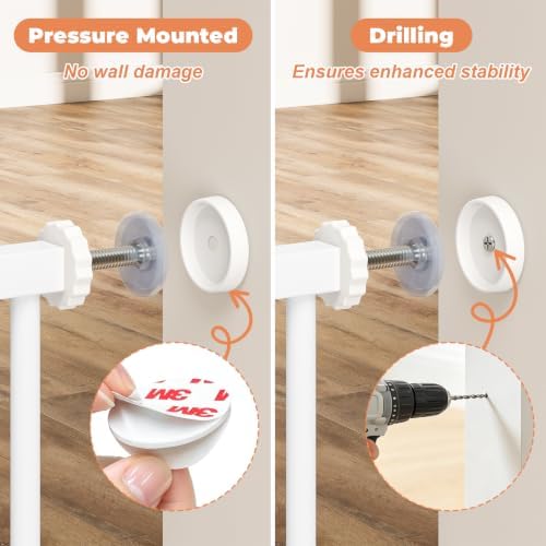 29"-51" Extra Wide Baby Gate, No Drilling Auto Close Dog Gate, White - Image 5