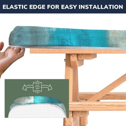 CAPSCEOLL Fitted Picnic Table Cover with Bench Covers 8ft - Blue White - Image 3