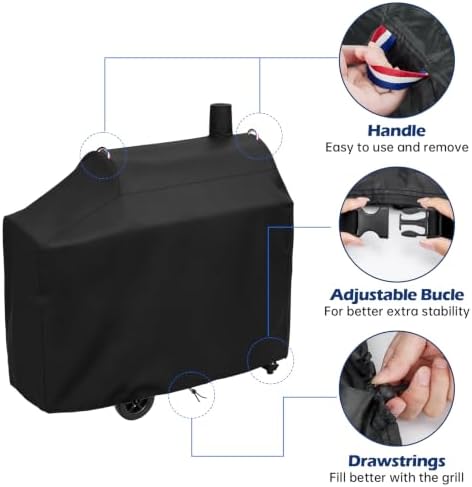 42 Inch Grill Cover for DNKMOR Charcoal Grill with Offset Smoker - Image 3