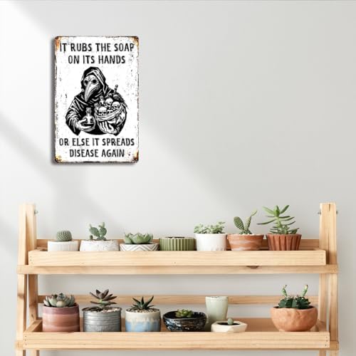 BEASTZHENG Funny Gothic Tin Home Decor Wall Decor Guest Wall Decor Art Metal Tin Sign for Bathroom Bedroom 8 X 12 Inches - Image 6