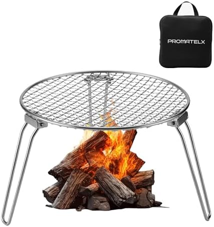 Round grill,Foldable grill,Campfire grill with Carry Bag (Medium) by PROMATELX