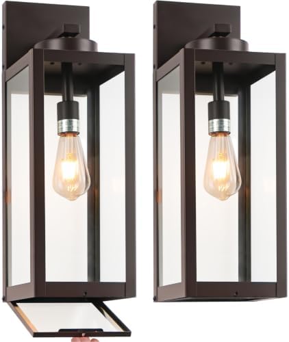 20" Oil Rubbed Bronze Large Outdoor Wall Lights with Closed Bottom by Yolsunes