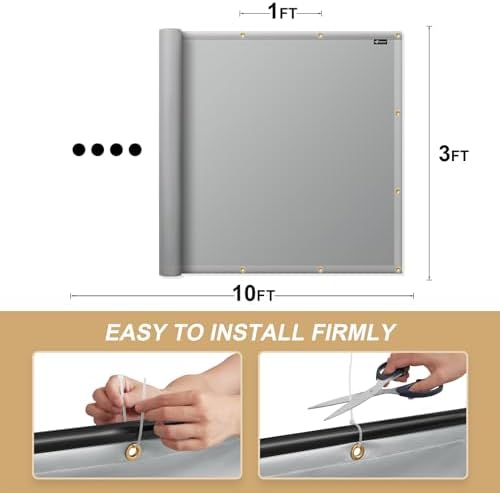 Heat Shield for Wall Behind Grill, 10'X3' Outdoor Grill Heat Shield Mat Grey Fireproof Fence Cover and Screen Heavy Duty BBQ Wall Protector Deck Railing Protection from Grill - Image 5