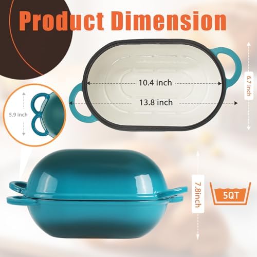 5 QT Enameled Cast Iron Sourdough Bread Oven, Loaf Pan with Lid - Image 2