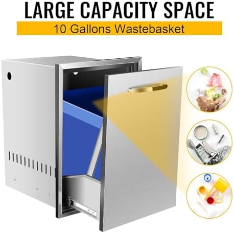 Outdoor Kitchen Drawers, Triple BBQ Drawers Stainless Steel Built-in Drawer For Outdoor Kitchen Island, Patio Grill Station,Trash Drawer - Image 4