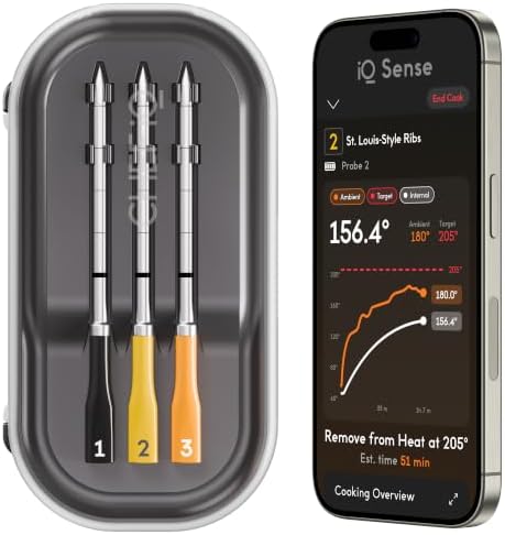 CHEF iQ Sense | Smart Wireless Meat Thermometer | 3 Ultra-Thin Probes | WiFi Unlimited Range | 1000°F Heat Safe | 5 Sensors | BBQ, Grill, Oven, Smoker, Air Fryer | Gen3 by Unknown