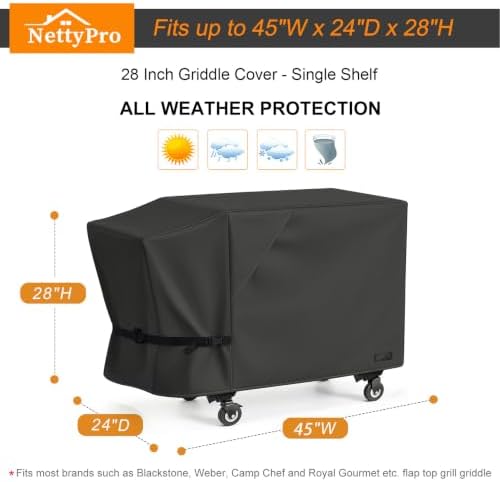 NettyPro Griddle Cover for Blackstone 28" Griddle with Single Shelf, Black - Image 6