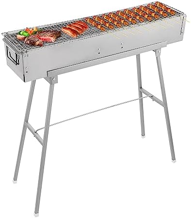 IRONWALLS Portable Charcoal Grills Outdoor with Stand 32"(L) x8"(W) x32"(H) by IRONWALLS