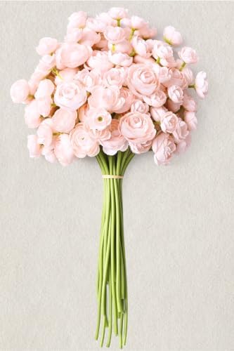 Fake Flowers Faux Flower Artificial Ranunculus Flowers Pink Peonies by Waipfaru