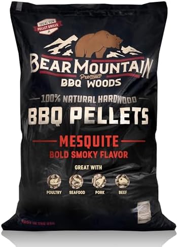Bear Mountain Mesquite Wood Pellets for Smoker, Grill, & BBQ, 40lb Bag by BearMountainBBQ