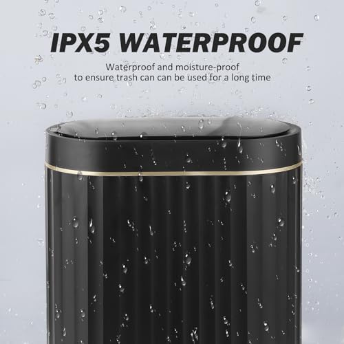 ELPHECO Black Bathroom Trash Can with Lid 2 Gallon Sensor Trash Bin, Automatic Narrow Garbage Can, Waterproof Smart Trash Can, Slim Motion Sensor Waste Bins for Bathroom, Living Room, Office - Image 4