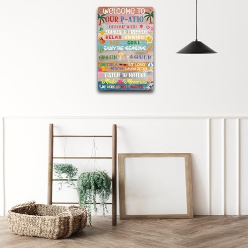 BEASTZHENG Porch Rules Sign Outdoor Menta Tin Sign Plaque Porch Signs Wall Art Porch Rule Wall Decor Relax Rustic Vintage Iron Hanging Gift for Farmhouse Porch Patio Garden Door Decoration - Image 5