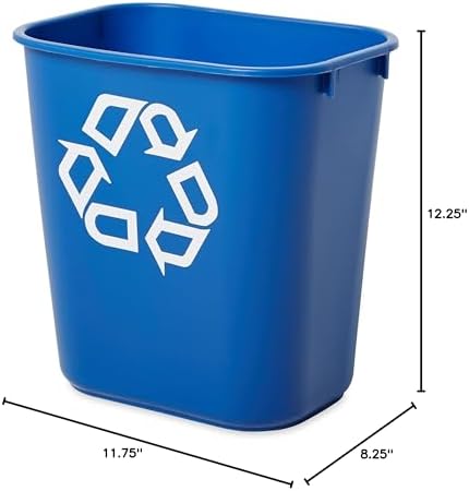Rubbermaid Commercial Products Wastebasket Blue Recycle, 3.25Gal, Pk of 12 - Image 2