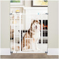 Carlson 36" Extra Tall Walk Through Dog Gate for Doorways & Bottom of Stairs, Metal Pet Gate with Small Pet Door, Expands 29”–36.5”, White by Carlson%C2%AEPetProducts