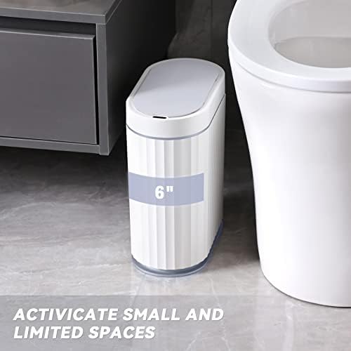 ELPHECO Bathroom Trash Can with Lid, 2 Gallon, Motion Sensor, White Grey - Image 6