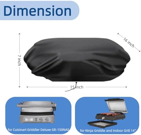 Mini Tabletop Gas Grill Cover for Cuisinart Deluxe GR-150NAS for Ninja 14" - Image 2