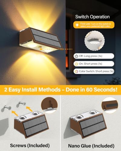 Solar Fence Lights Outdoor, 2 Pack Fence Solar Lights Waterproof - Image 7