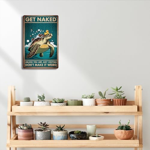 BEASTZHENG Funny Sea Turtle Bathroom Metal Tin Sign Turtle Decor, Ocean Theme Wall Art, Tropical Turtle Bathroom Accessories, Sea Life Tin Sign for Restroom - Image 6