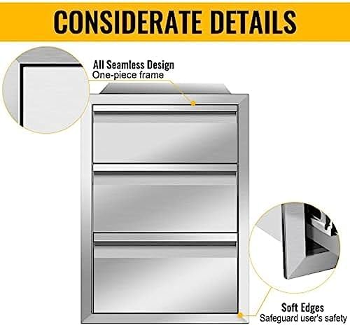 Flush Mount Stainless Steel Double Drawers with Recessed Handles for Outdoor Kitchens Or BBQ Island,-16W X 21H X 23D Inch - Image 6
