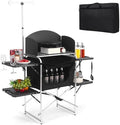 Camping Folding Cooking Table with 4 Panels & Carry Bag for BBQ RV Picnic by Pnbfhn