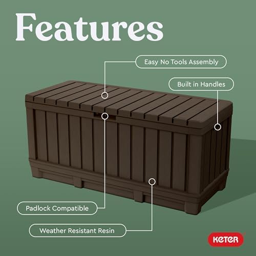 Keter Kentwood 92 Gal Outdoor Storage Box for Patio and Pool Accessories - Image 3
