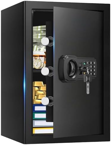 3.4 Cub Large Fireproof Safe for Home, Security Home Safes Water and Fireproof with Combination Lock, Alarm System and Removable Shelf, Anti-Theft Digital Fire Proof Safe for Home Document Valuables by EVSUVSRT