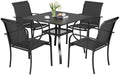 Incbruce 5 Pieces Patio Dining Set, Outdoor Dining Set of 4 Textilene Chairs and Square Table with Umbrella Hole for Backyard, Garden, and Poolside (Black) by Incbruce