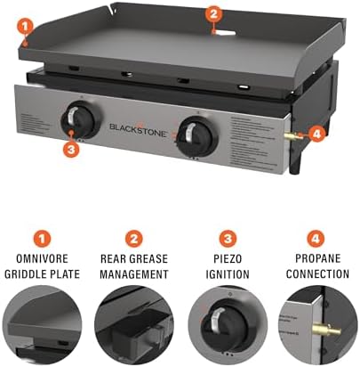 Blackstone 1666 22” Tabletop Griddle with Stainless Steel Faceplate, Powder Coated Steel, Black - Image 2