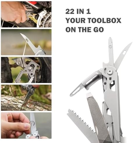 PERWIN Multitool Stainless Steel Multi-Tool Pliers 22-in-1 with Safety Locking, Pocket Knife, Bottle Opener, EDC Equipment With Pocket Clip for Survival, Camping, Hunting and Hiking. - Image 6