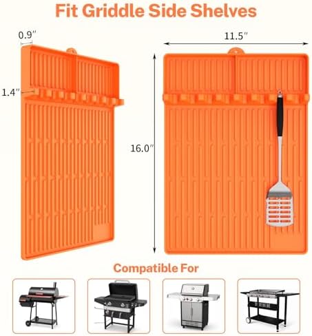 Halloween Silicone Grill Mat Compatible with Blackstone, Raised Edge,Orange - Image 2