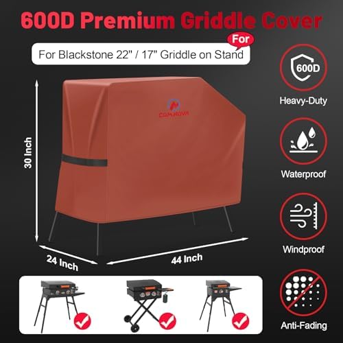 Comnova Griddle Cover for Blackstone 22 Inch 17 Inch Griddle with Hood and Stand - 600D Flat Top Grill Cover for Blackstone 22" 17" Griddle on Stand and 22" Adventure Ready, Waterproof & Heavy Duty - Image 2