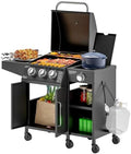 Outsunny 3 Burner Gas Grill with Side Burner and Shelves, 9.5 KW Output by Outsunny