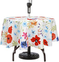 Round Outdoor Tablecloth with Umbrella Hole Umbrella Tablecloth Patio Tablecloths with Zipper for Courtyards, Terraces, and Beaches 60 in, Floral2 by Rodvnyh