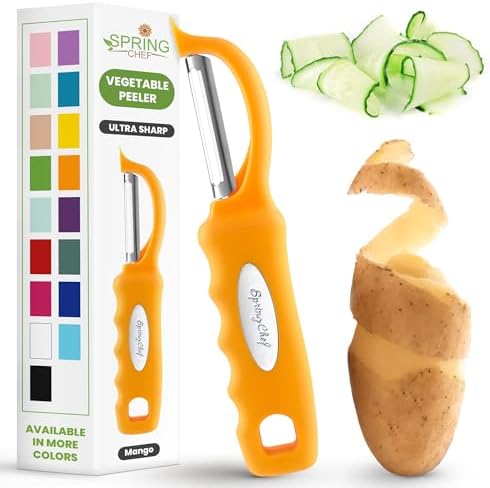 Spring Chef Swivel Potato Peeler for Kitchen w/ Soft Grip Handle, Mango by SpringChef
