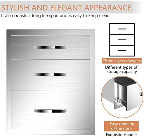 Outdoor Kitchen Drawers 20W x 27H x 23D Inch, Flush Mount Access BBQ Island Drawers for Outdoor Kitchens or BBQ Island Patio Grill Station - Image 5