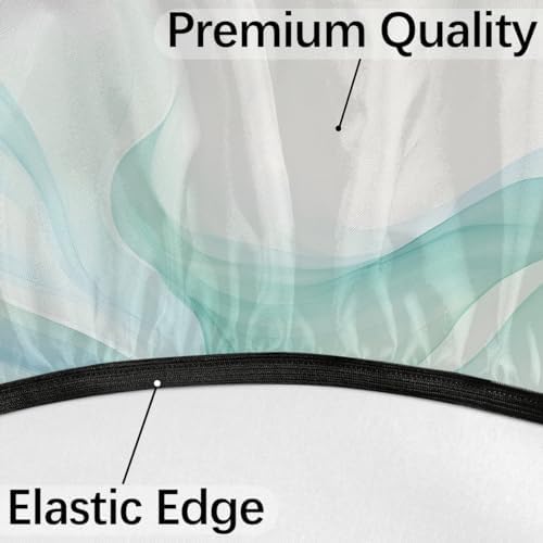 Fitted Round Tablecloth with Umbrella Hole and Zipper Abstract Teal Blue Outdoor Elastic Table Cloth 45"-56" Oil-Proof Waterproof Texture Patio Table Cover for Party Outdoor - Image 4