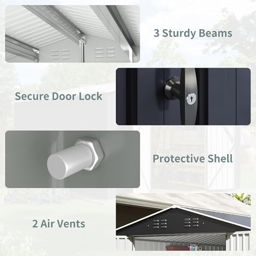 Polar Aurora 12x14 FT Outdoor Storage Shed Black - Image 3