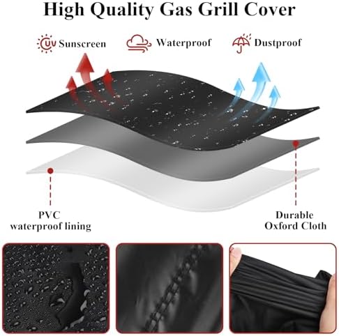 Gas Grill Cover for CharBroil 5+ Burner Gas Grill, Outdoor BBQ Cover Heavy Duty Waterproof Barbecue Grill Cover for Nexgrill - 72" L×24" W×42" H - Image 4