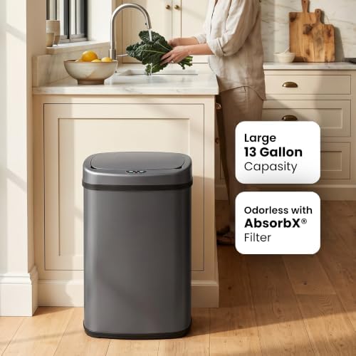 SensorCan 13 Gal Automatic Sensor Trash Can with Lid | Filter | AC Adapter - Image 2