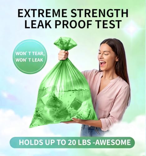 Small 2 Gallon Trash Bags Unscented, 0.78 Mil, Green, 150 Count - Image 6