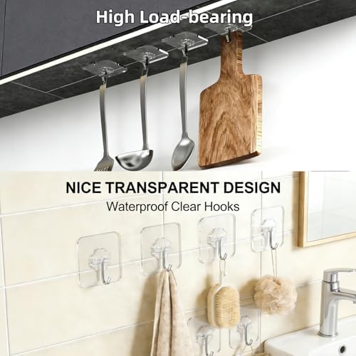 DDMY Clear Adhesive Hooks Heavy Duty Walls Hook 36 Pack for Hanging - Image 3
